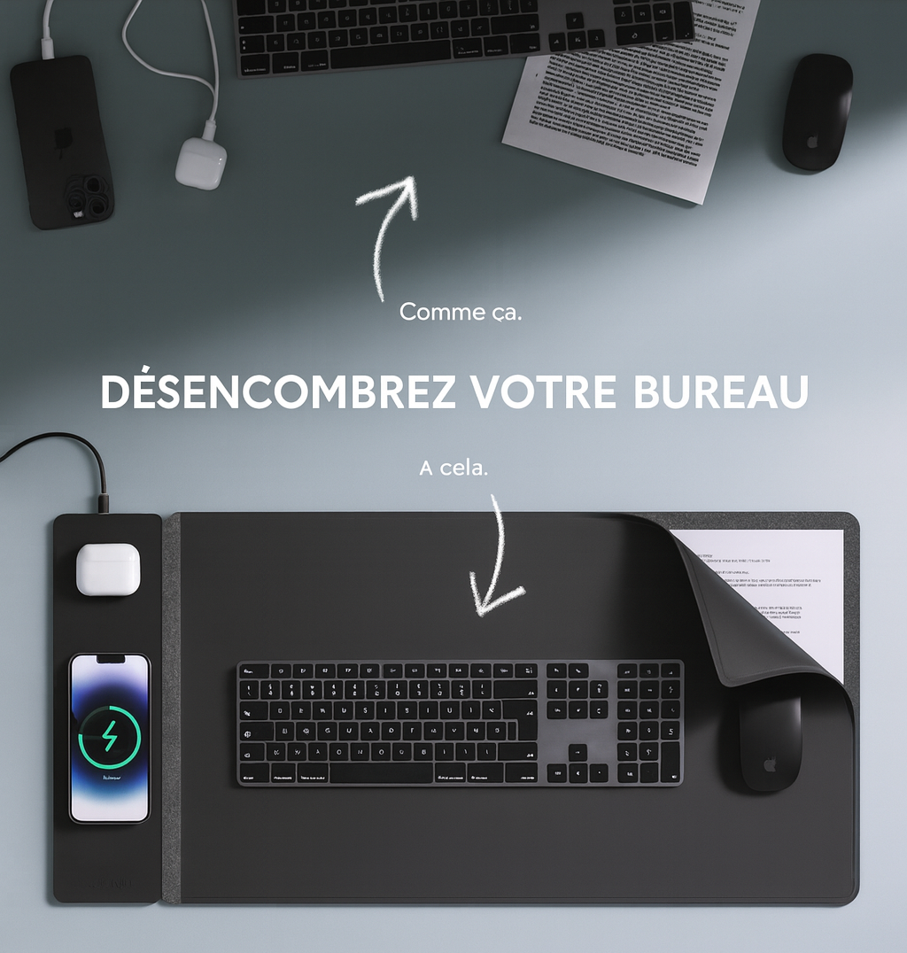 Tapis de souris NEVYON – Recharge sans fil magnétique détachable - NEVYON