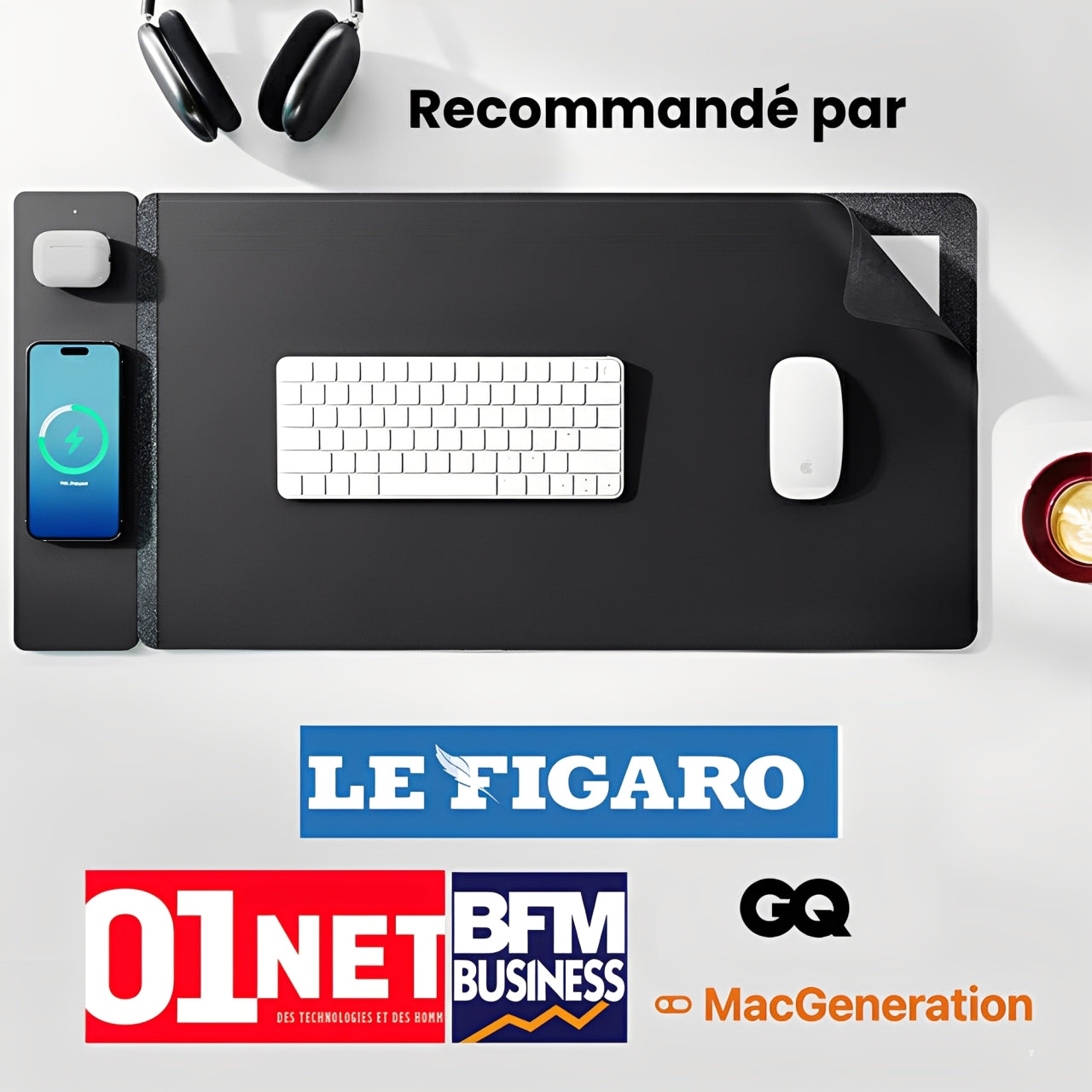 Tapis de souris NEVYON – Recharge sans fil magnétique détachable - NEVYON